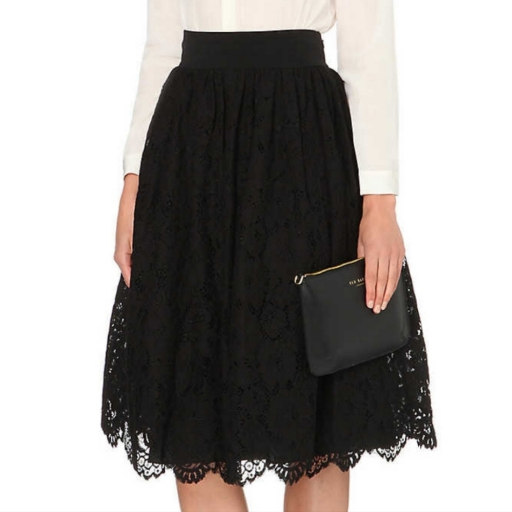 Ted Baker London Elegant Black Lace Skirt